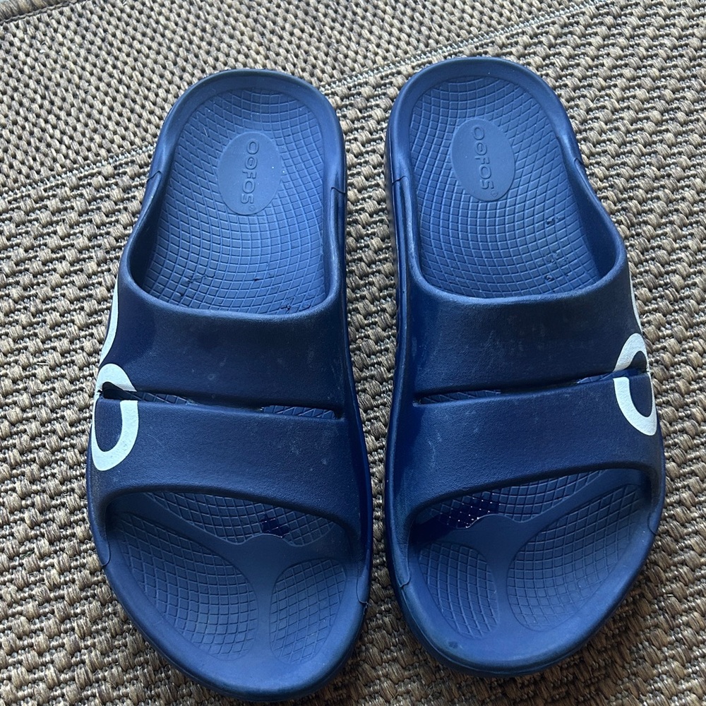 OOFOS Dark Blue Slide Sandals